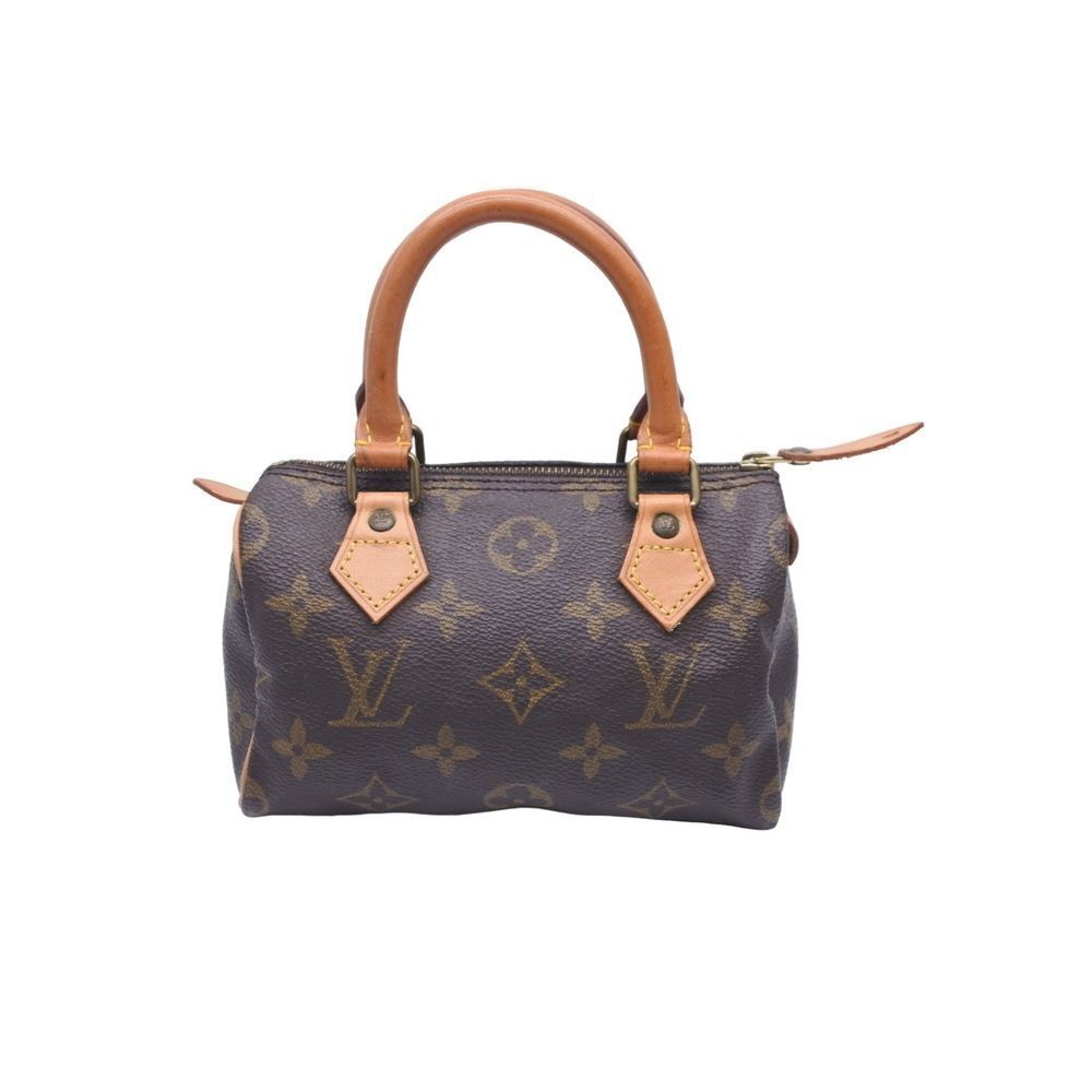 Louis Vuitton Mini Speedy Handbag Monogram Brown Leather